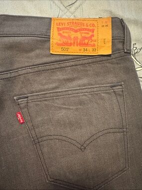 Levi's Gray Straight Leg 501 Jeans with Patch